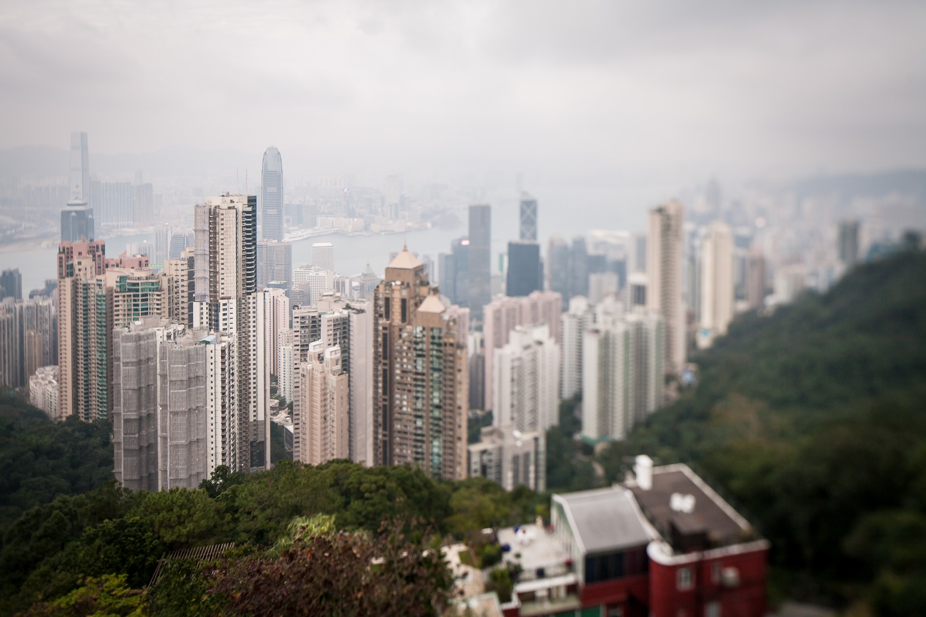 Bir kentin tilt-shift fotoğrafı: keskin şerit sokakları maket gibi gösterir