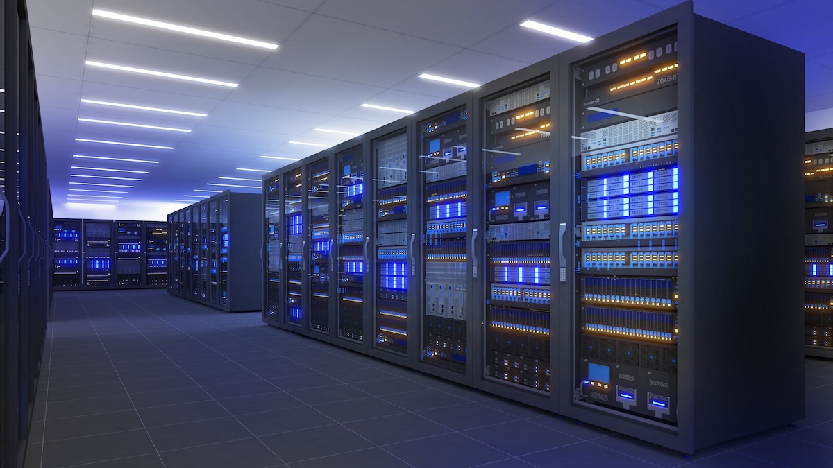 Infrastruktur pusat data AI yang digunakan untuk melatih model besar