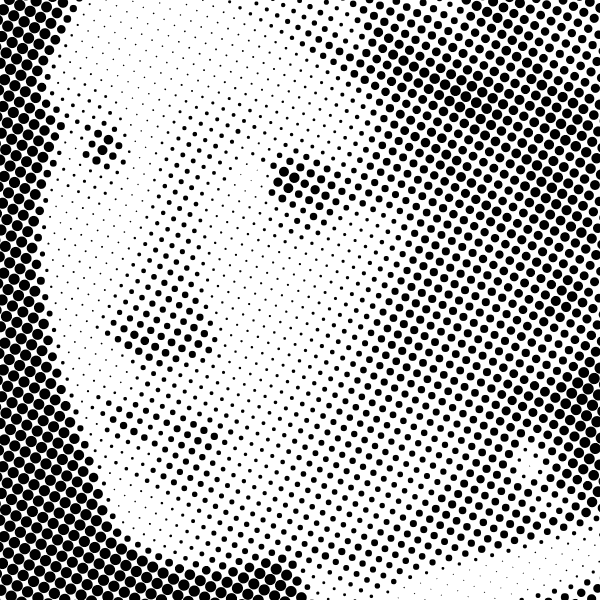 Girl with a Pearl Earring as a black-and-white dot screen, newspaper-style cells