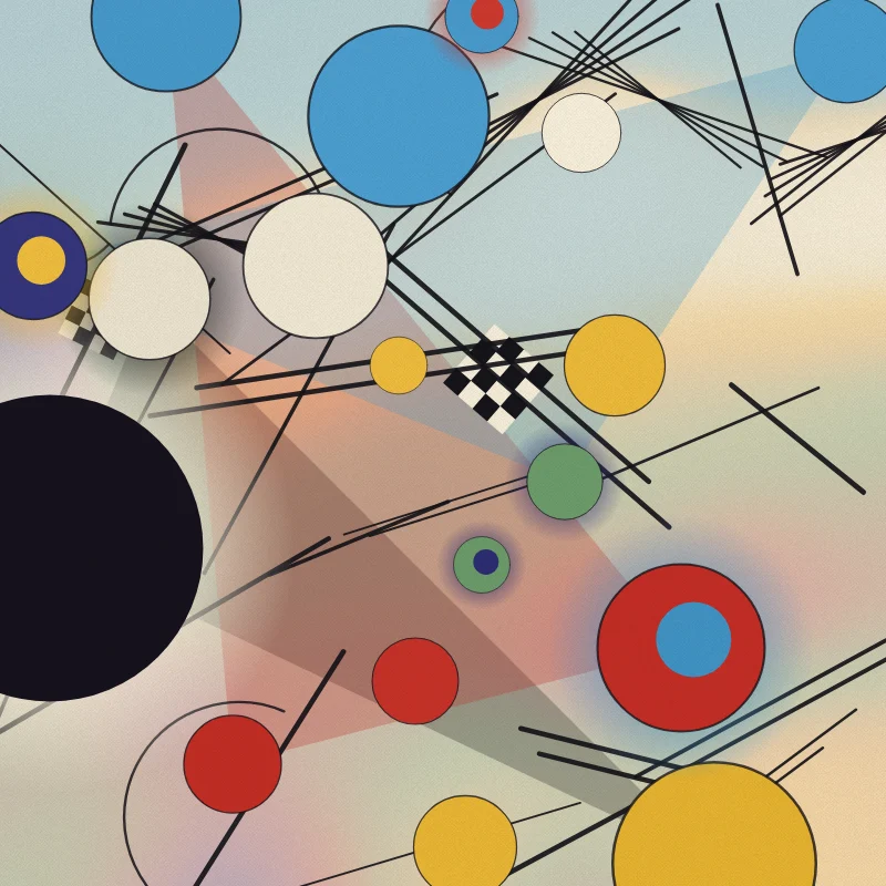 Kandinsky photo filter - circles, lines and colour example in PictorX