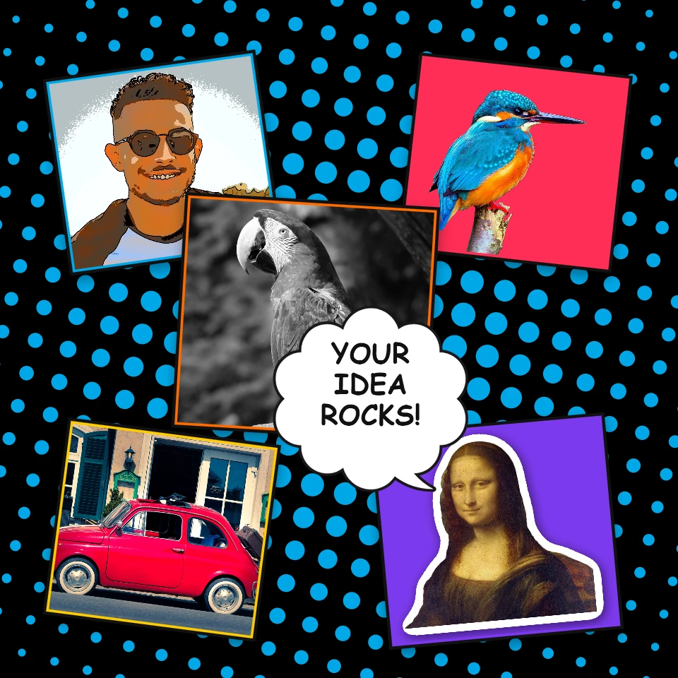 Pop Art-collagemaker-voorbeeld in PictorX