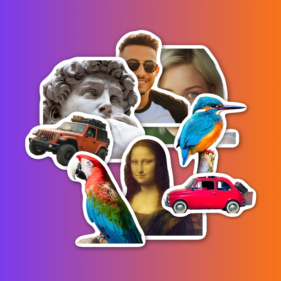Stickercollage maker-voorbeeld in PictorX