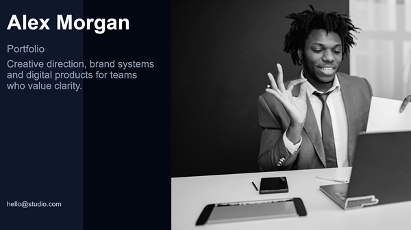 Black & Gray Minimal Portfolio photo editor template