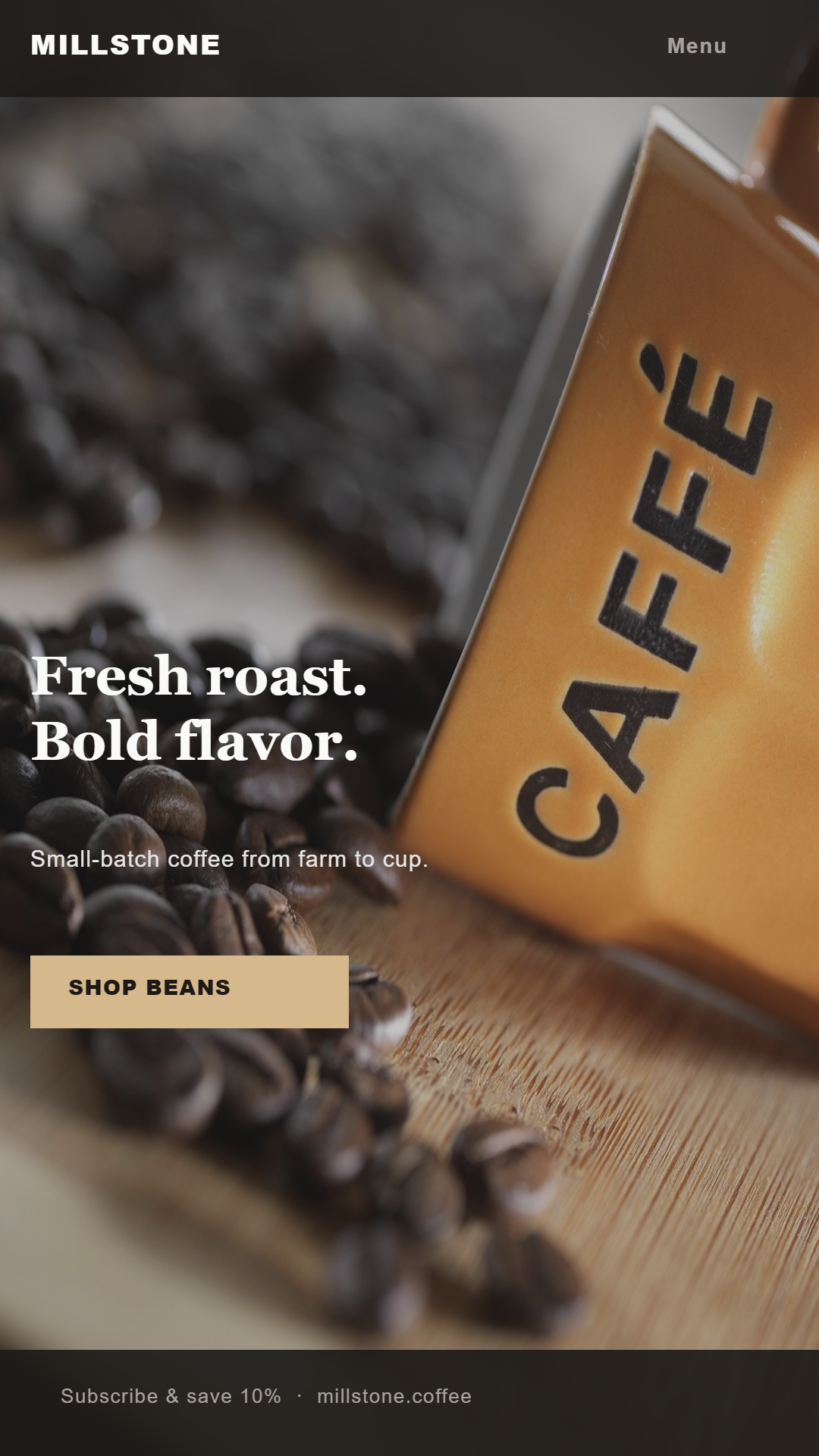 PictorX template - Coffee Roastery Mobile Website