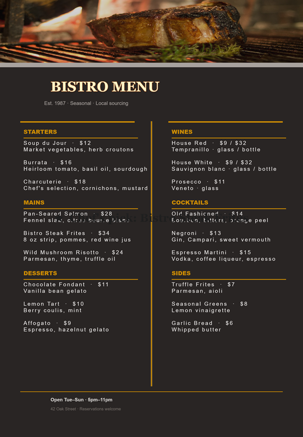 Menu Template photo editor template